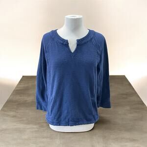 Eddie Bauer Women’s Sweatshirt Size Large Solid Cotton V Neck With Pockets